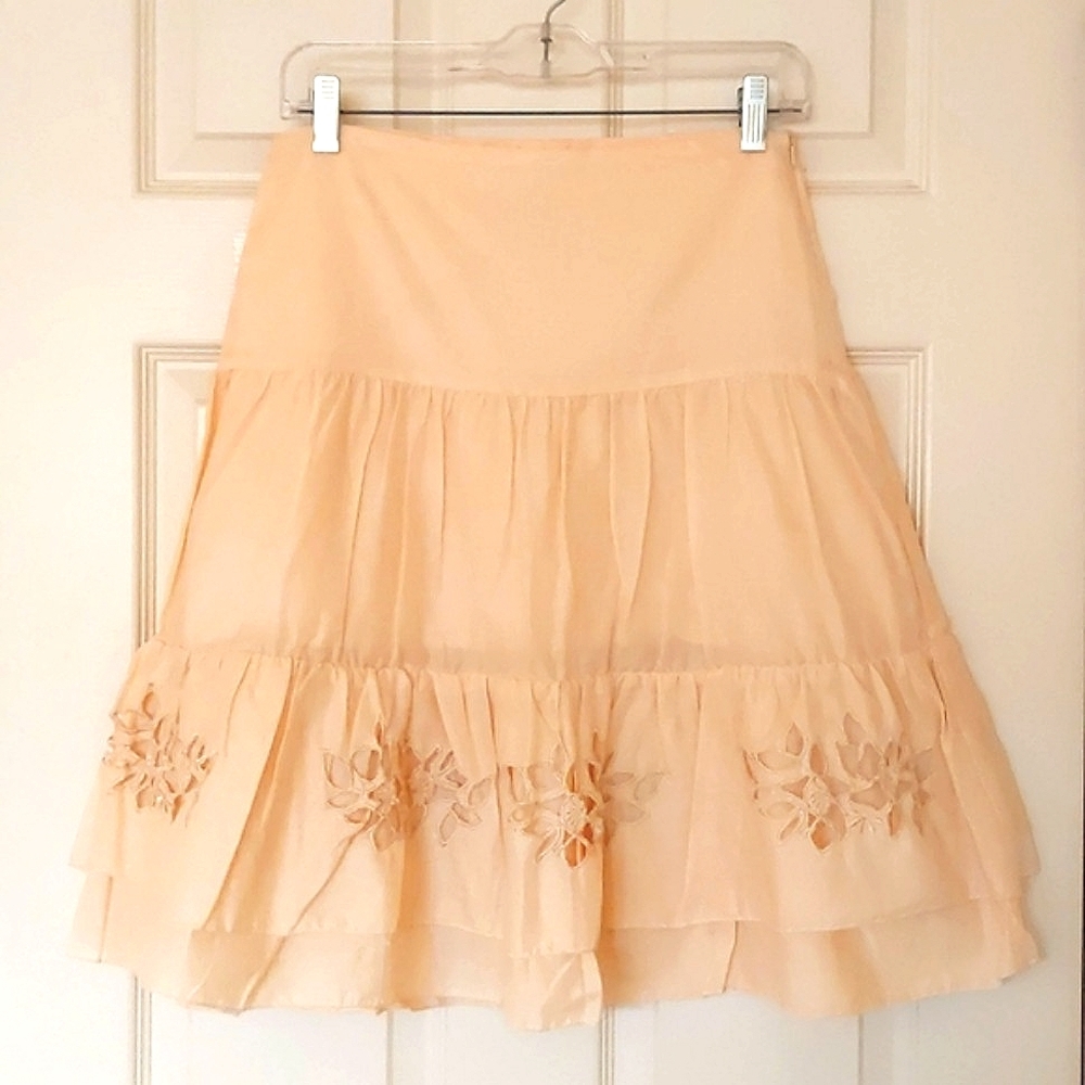 NWOT. Charlotte Russe 100% Cotton Embroidery Skirt with layer and lining.